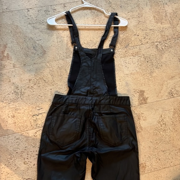 Black “pleather” overalls - Picture 3 of 4